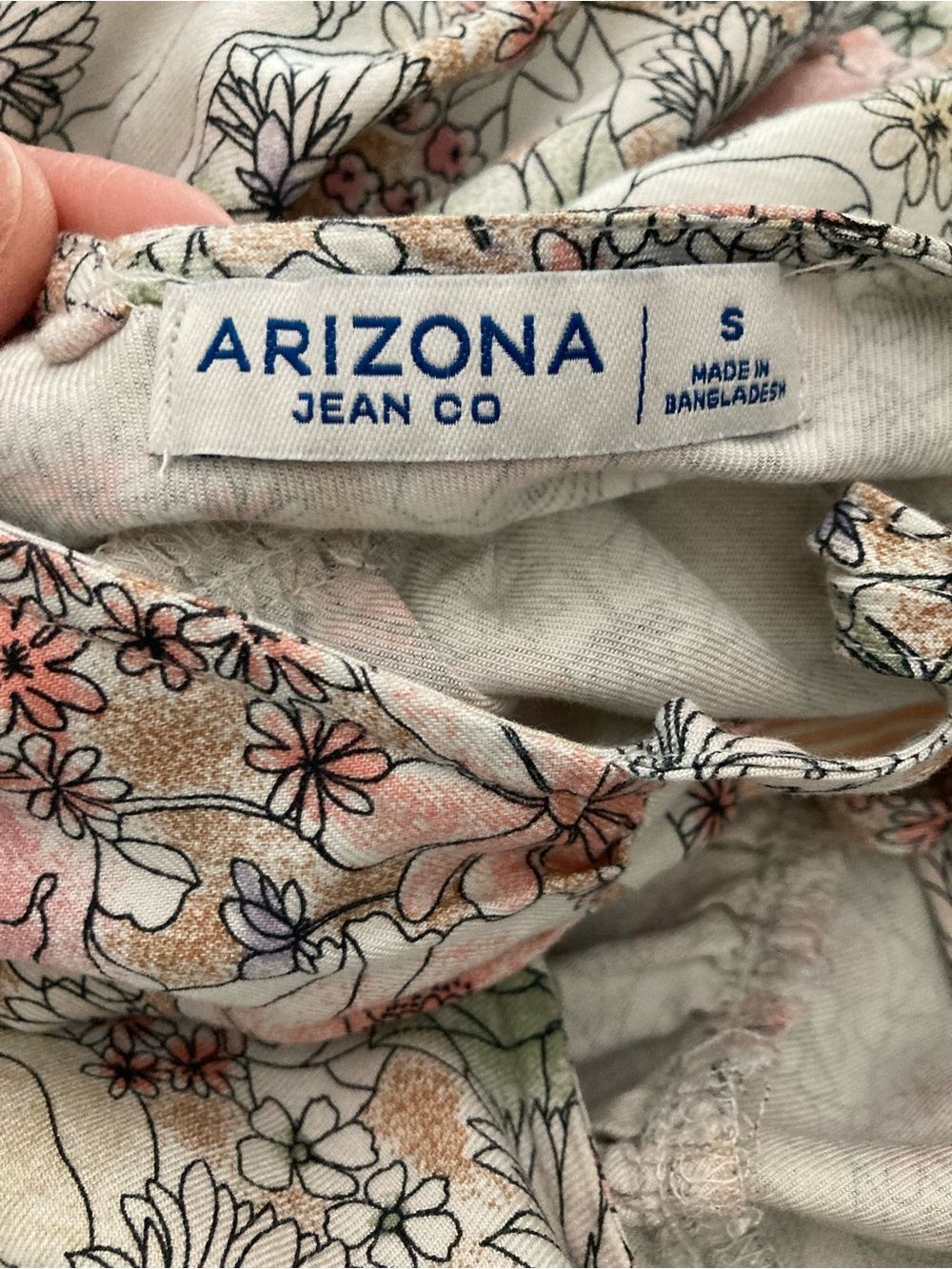 Arizona Jean Company Floral Tiered Peasant Top - Pink, Cream & Green - Picture 3 of 4